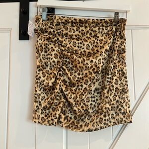 Free People leopard satin mini skirt. Size 6.